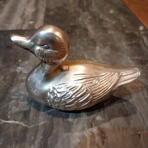 Vintage Duck Mallard Bird Brass Metal
